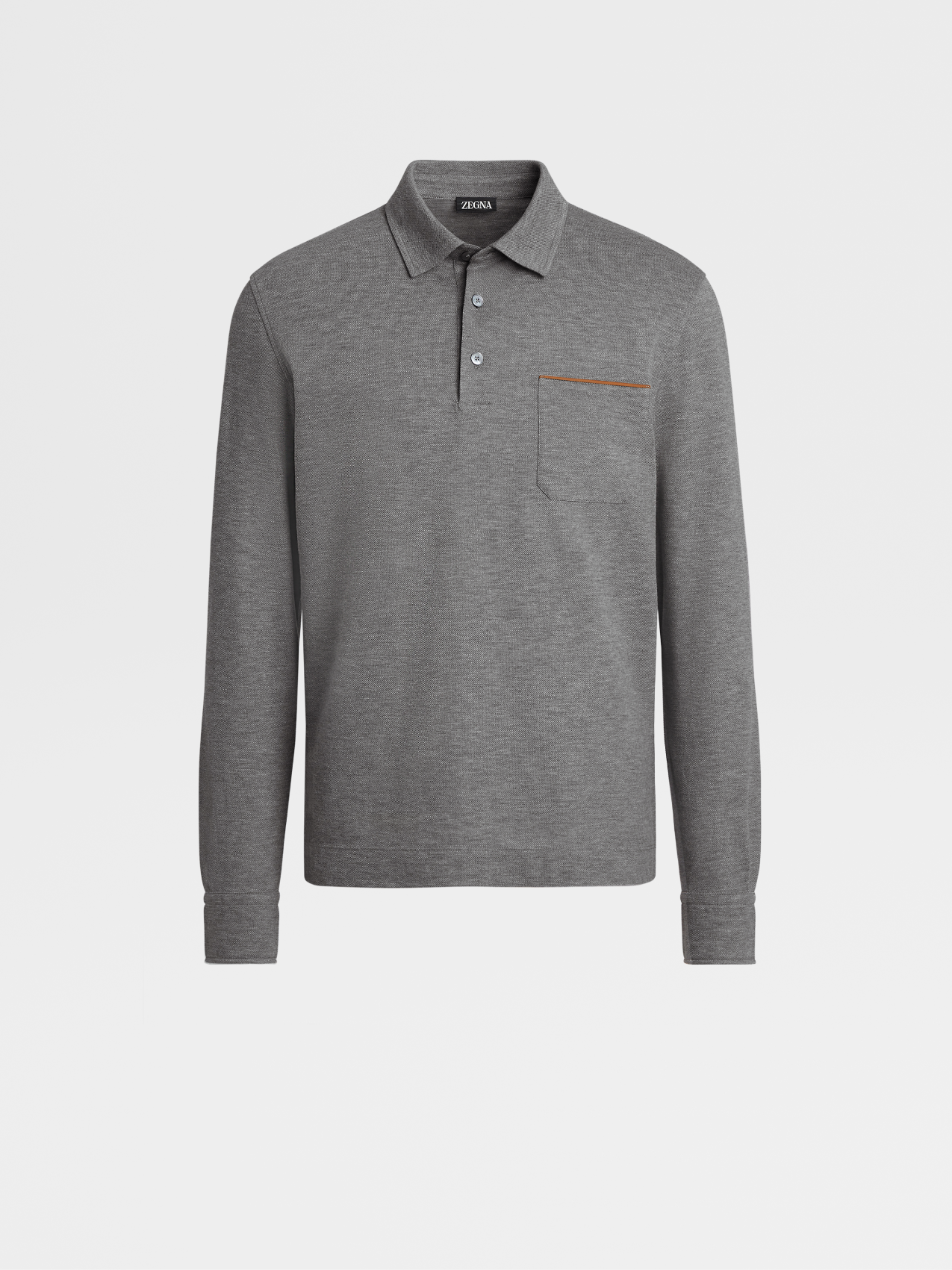 Grey Mélange Cotton Polo Shirt